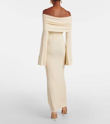 Off-shoulder linen-blend maxi dress | Aya Muse