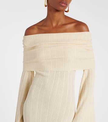 Off-shoulder linen-blend maxi dress | Aya Muse