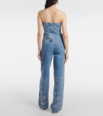 Top aus Denim mit Kristallen | Rotate