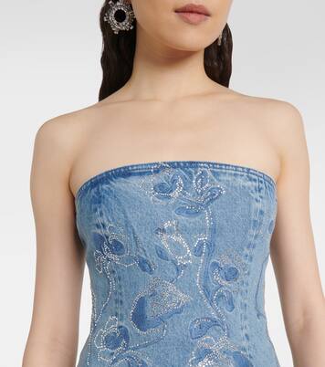 Top aus Denim mit Kristallen | Rotate