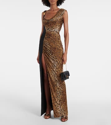 Medusa '95 leopard-print draped gown | Versace