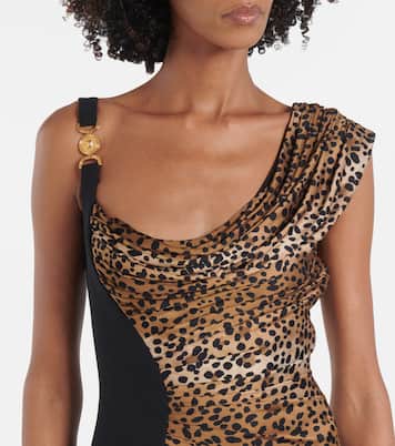 Medusa '95 leopard-print draped gown | Versace