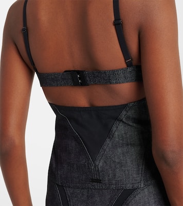 Top aus Denim mit Mesh | Mugler