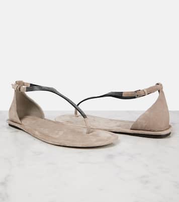 Sandalen Monili aus Veloursleder | Brunello Cucinelli