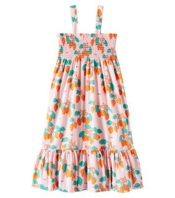 Strawberries shirred cotton dress | Tinycottons