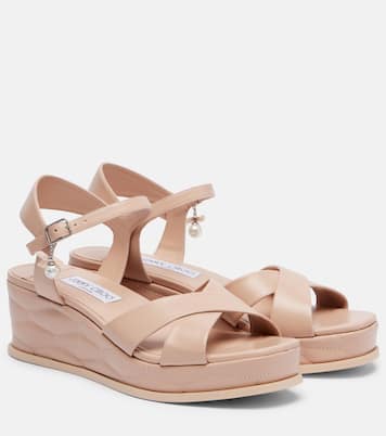 Astra 60 leather wedge sandals | Jimmy Choo