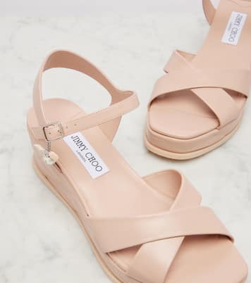 Astra 60 leather wedge sandals | Jimmy Choo