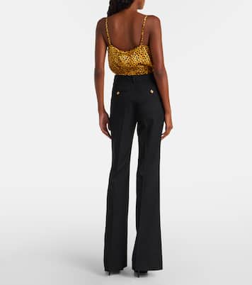 Leopard-print silk satin bodysuit | Versace