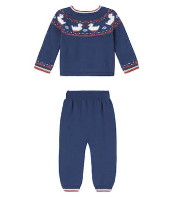 Baby Mavi wool cardigan and pants set | La Coqueta