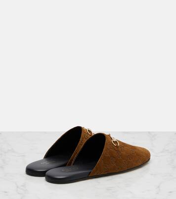 Slippers Horsebit GG aus Veloursleder | Gucci