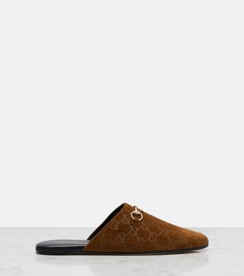 Slippers Horsebit GG aus Veloursleder | Gucci