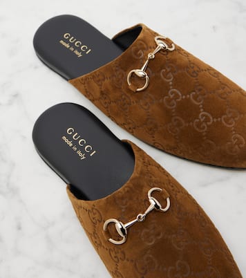 Slippers Horsebit GG aus Veloursleder | Gucci