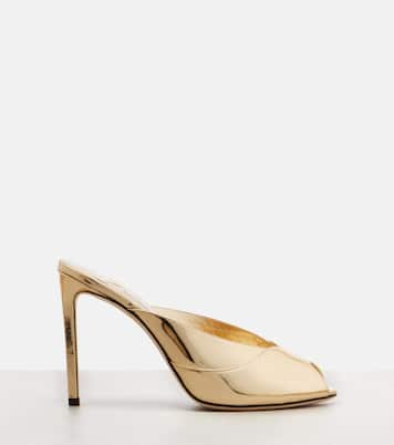 Pantoletten Brigitte 100 aus Metallic-Leder | Jimmy Choo