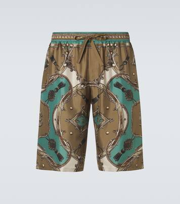 Shorts de sarga de seda estampados | Dolce&Gabbana