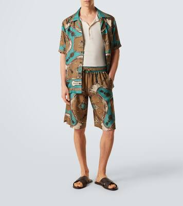 Shorts de sarga de seda estampados | Dolce&Gabbana