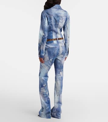 Printed trompe l’œil denim jumpsuit | Roberto Cavalli