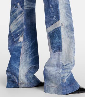 Printed trompe l’œil denim jumpsuit | Roberto Cavalli