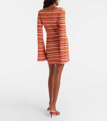 Rey cutout ribbed-knit striped minidress | Bananhot
