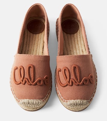 Logo皮革边饰草编鞋 | Chloé Kids