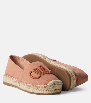 Logo皮革边饰草编鞋 | Chloé Kids