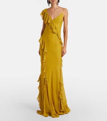Mayara ruffled georgette gown | De La Vali