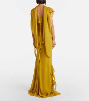 Mayara ruffled georgette gown | De La Vali