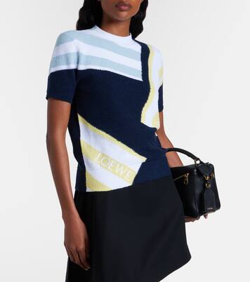 Pullover in bouclé di misto cotone con intarsio | Loewe