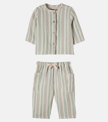 Baby Shelby cotton top and Arne cotton pants set | Wheat