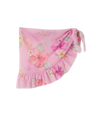 Jupe portefeuille en tulle à motif floral | Monnalisa