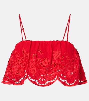 Broderie anglaise linen-blend crop top | Farm Rio