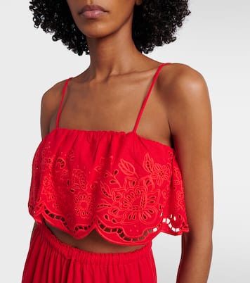 Broderie anglaise linen-blend crop top | Farm Rio