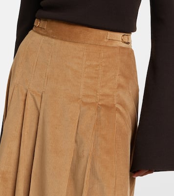 Wesley pleated cotton corduroy midi skirt | Gabriela Hearst