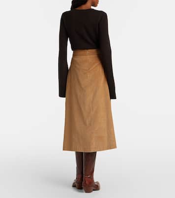 Wesley pleated cotton corduroy midi skirt | Gabriela Hearst