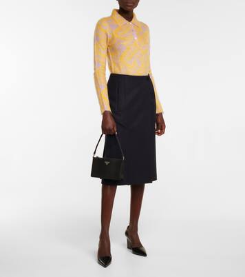 马海毛混纺Polo衫式毛衣 | Prada