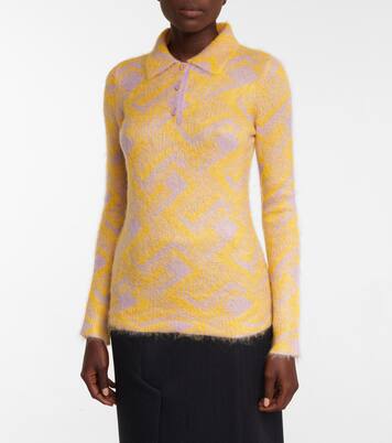 马海毛混纺Polo衫式毛衣 | Prada