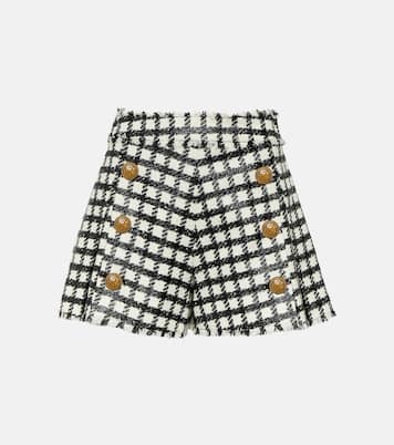 High-rise checked wool-blend shorts | Balmain