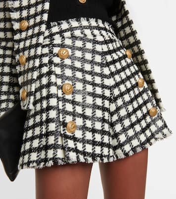 High-rise checked wool-blend shorts | Balmain