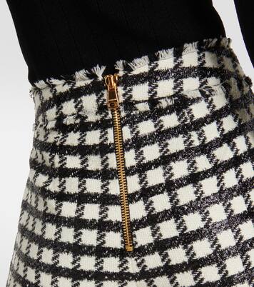 High-rise checked wool-blend shorts | Balmain