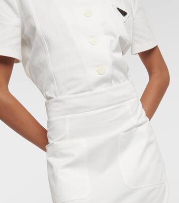 Falda midi de algodón asimétrica | Prada