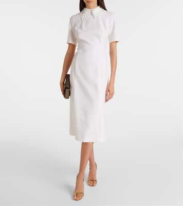 Midikleid aus einem Wollgemisch mit Spitze | Oscar de la Renta