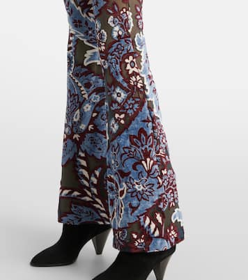 Floral velvet jacquard flared pants | Etro