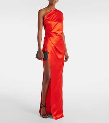 Robe longue asymétrique en satin de soie | The Sei