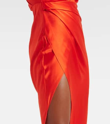Robe longue asymétrique en satin de soie | The Sei