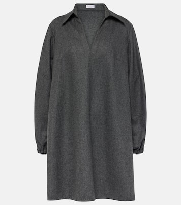 Balloon-sleeve flannel minidress | Brunello Cucinelli