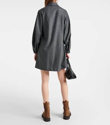 Balloon-sleeve flannel minidress | Brunello Cucinelli