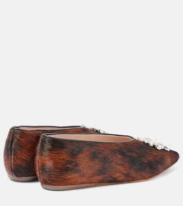 Embellished calf hair ballet flats | Simone Rocha