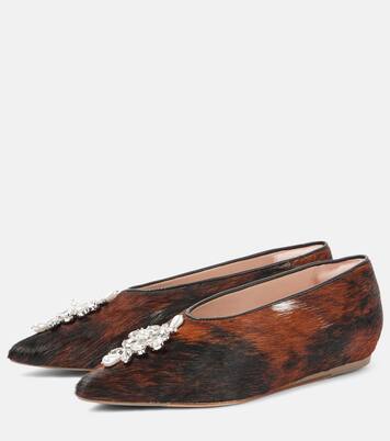 Embellished calf hair ballet flats | Simone Rocha