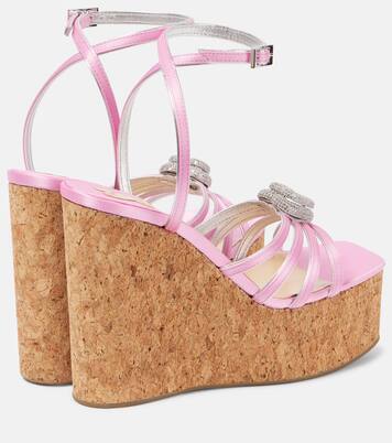 Wedge-Sandalen Double Heart aus Satin | Mach & Mach
