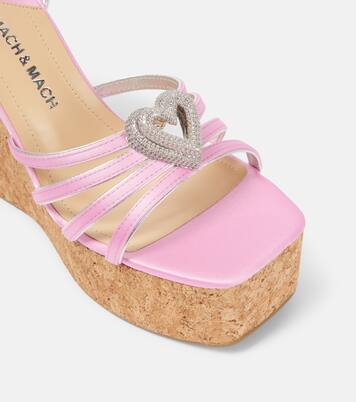 Wedge-Sandalen Double Heart aus Satin | Mach & Mach