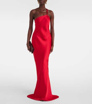 Robe longue asymétrique en satin | Norma Kamali
